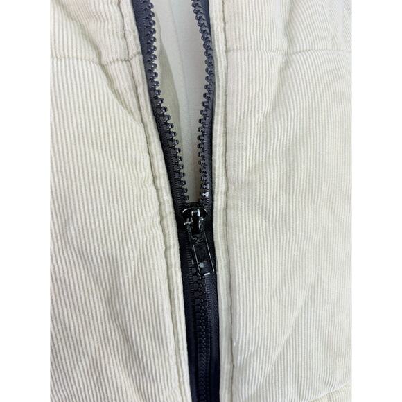 Princess Polly Beige Corduroy Cropped Puffer Jacket Size 0 Zip Front Coat - Picture 7 of 12